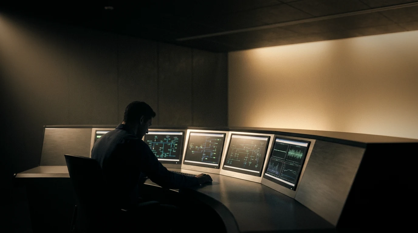 Grid monitoring and control room with live dashboards
